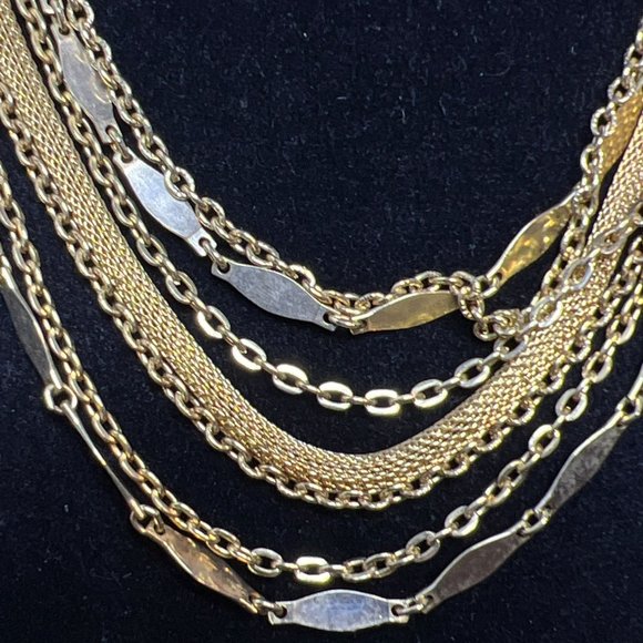 Vintage 7 Strand Gold Tone Necklace 17" (3865) - Picture 3 of 7